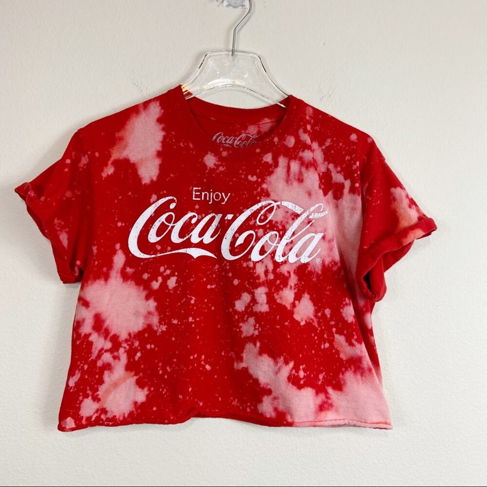 Custom Bleached Coca-Cola Cropped Tee Sz M